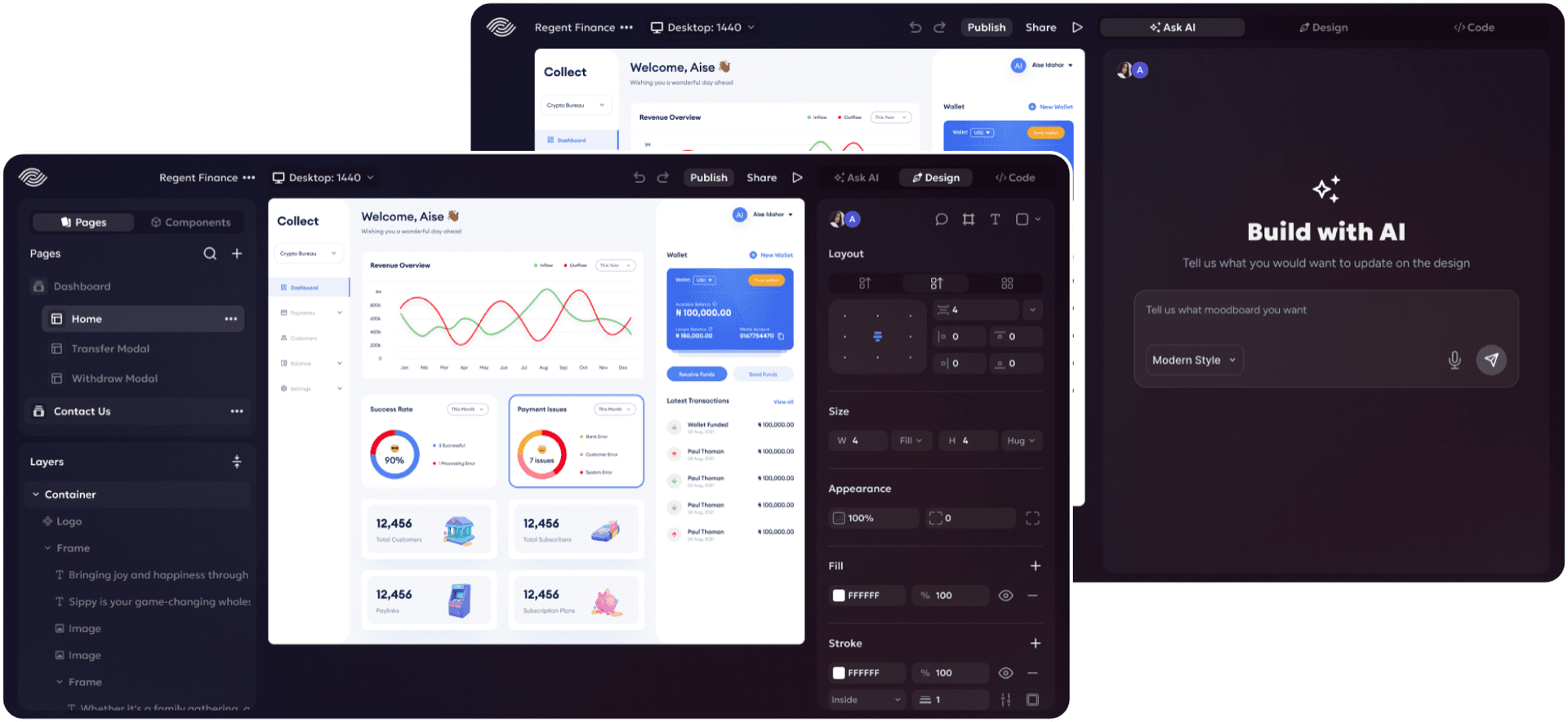 From spec to editable UI, generated layout