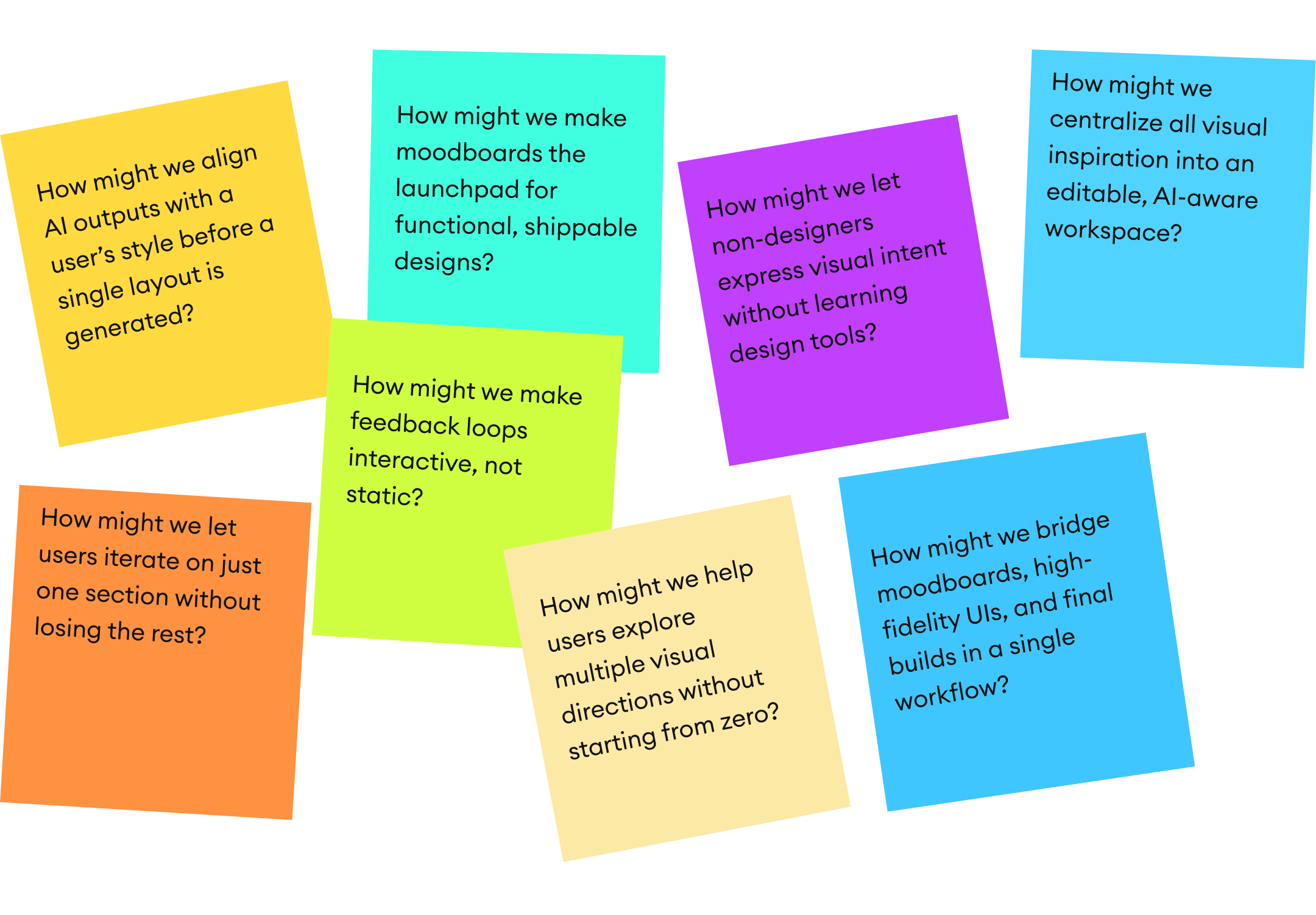How Might We sticky-note brainstorm
